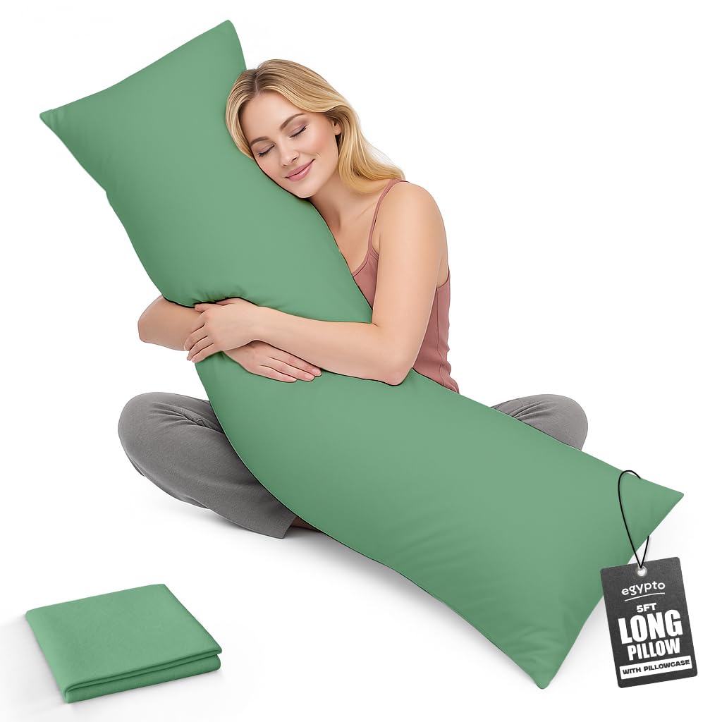 Egypto Women's Duck Egg Living Orthopaedic 5Ft Bolster Pillow (19”X60”) – Hypoallergenic Long Pillow For Bed – Range Of Sizes: 3Ft, 4Ft 3/4, 5Ft And 6Ft. (, 5Ft)
