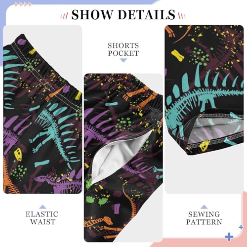 ZZXXB Colorful Dinosaur Skeleton Boys Long Pants Soft Trousers Elastic Waist Kids Lounge Bottoms with Pockets S-XL4