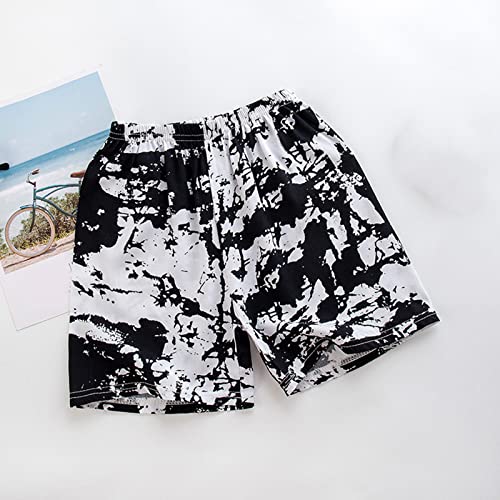 Toddler Boys Swim Trunks Quick Dry Shorts Kids Boys Elastic Waist Bathing Suit Kids Cool Print (Black-b, 5-6 Years)2