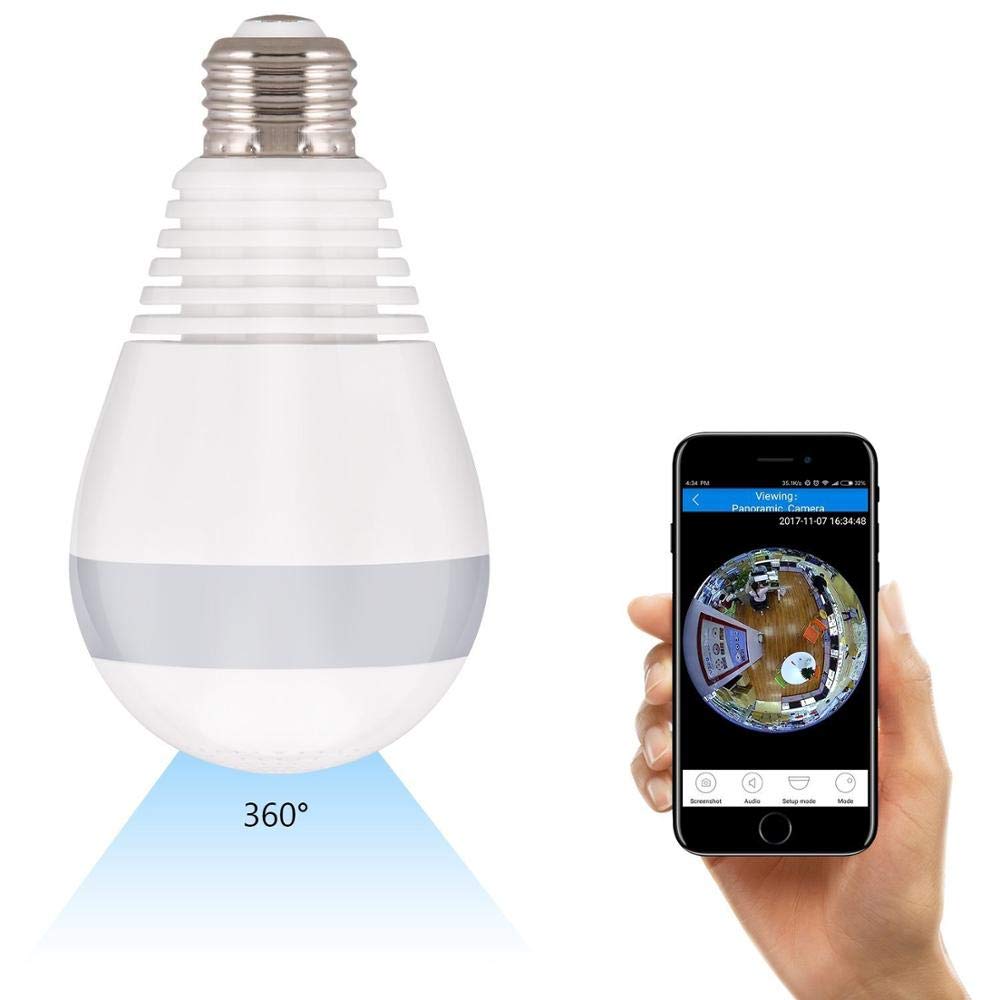 MatLogix Fisheye 360 Degree Smart WiFi Wireless Light Bulb Security Camera Spy Hidden Panoramic Security Bulb Camera Indoor-picture-21