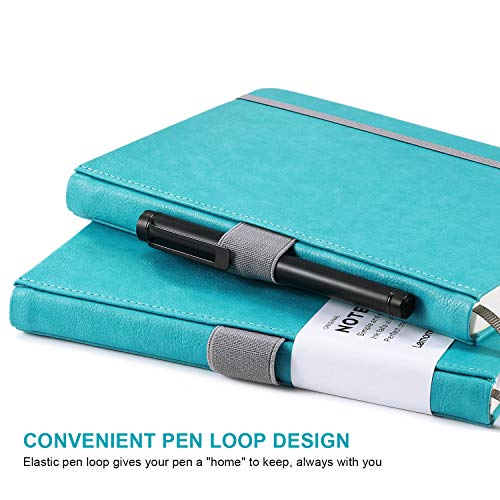 Image of Lemome Thick Classic Notebook with Pen Loop A5 College Ruled Hardcover Writing Notebook with Pocket + Page Dividers Gifts, Banded, Large, 180 Pages, 8.4 x 5.7 in