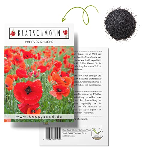 Klatschmohn Samen (Papaver rhoeas) - Wunderschön blühende Mohnblumen mit langer Blütezeit für eine bunte Blumenwiese (Rot)