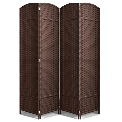 Sorbus 4 Panel Room Divider 6 ft. Tall - Privacy Screen, Extra Wide Double Hinged Panels, Mesh Hand-Woven Design, Partition Room Dividers and Folding Privacy Screens, Wall Divider for Room Separation