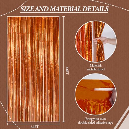 Image of DECOCKRAT 2 Pack Foil Fringe Backdrop - Bronze Shiny Tinsel Curtains for Party Decoration /Photo Booth Props - 3.3x6.6 FT Metallic Foil Backdrop for Birthday, Wedding, Graduation, Christmas.