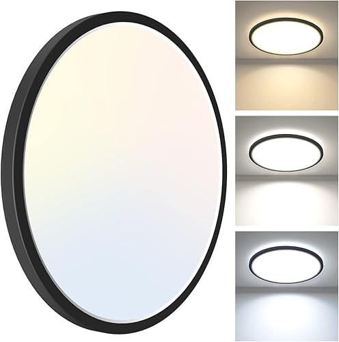 zemty Paquete de 1 lámpara LED de techo de 12 pulgadas, montaje empotrado, 28 W, 3200 lm, lámpara de techo súper delgada, 3000 K4500 K6000 K para