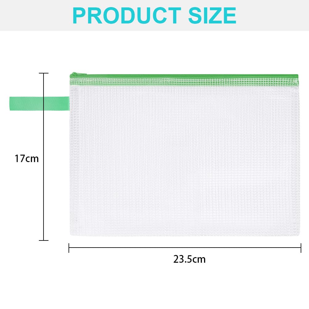 OFFCUP Documententas A5, 10 stuks waterdichte ritszakken, mesh plastic dossiertas met ritssluiting, documentenmap voor school, thuiskantoor, reizen
