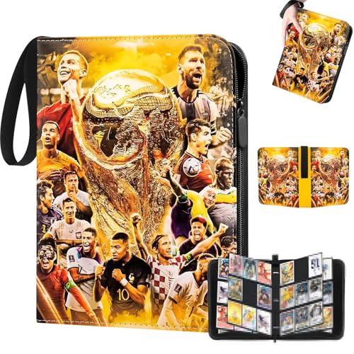 Puniama Football Card Binder, Football Card Holder Book, 50 Page 900 Pockets Football Cards with Zipper and Handle Strap, Football Card Holder Album with Removable Sleeves, Football Card Folder