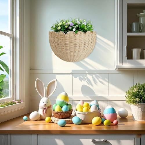 Hand-Woven Wicker Hanging Wall Basket - Stylish Storage Solution for Home Decor, Perfect for Bathroom, Bedroom, Entryway, or Living Room - 1 Piece