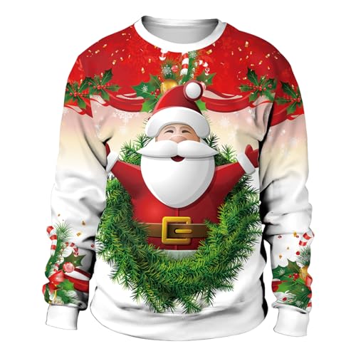 Eciodci Unisex Christmas Ugly Sweatshirt 3D Christmas Tree Xmas Lights Print Pullover Long Sleeve Sweatshirts for Merry Party