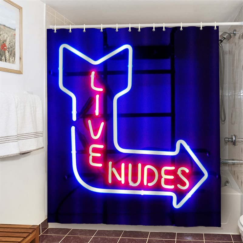 Funny Shower Curtain, Blue Pattern Shower Curtains for Bathroom Cool Bathroom Curtain Decor Set with Hooks