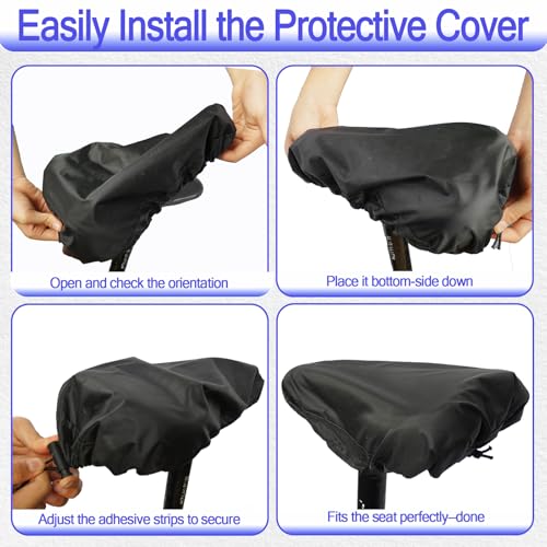 Image of Waterproof Bicycle Seat Covers Dustproof Rainproof UV-Resistant and Windproof Easy to Install and Clean Reusable Suitable for Men's and Women's Mountain Bike and Narrow Seats(2pcs Black)