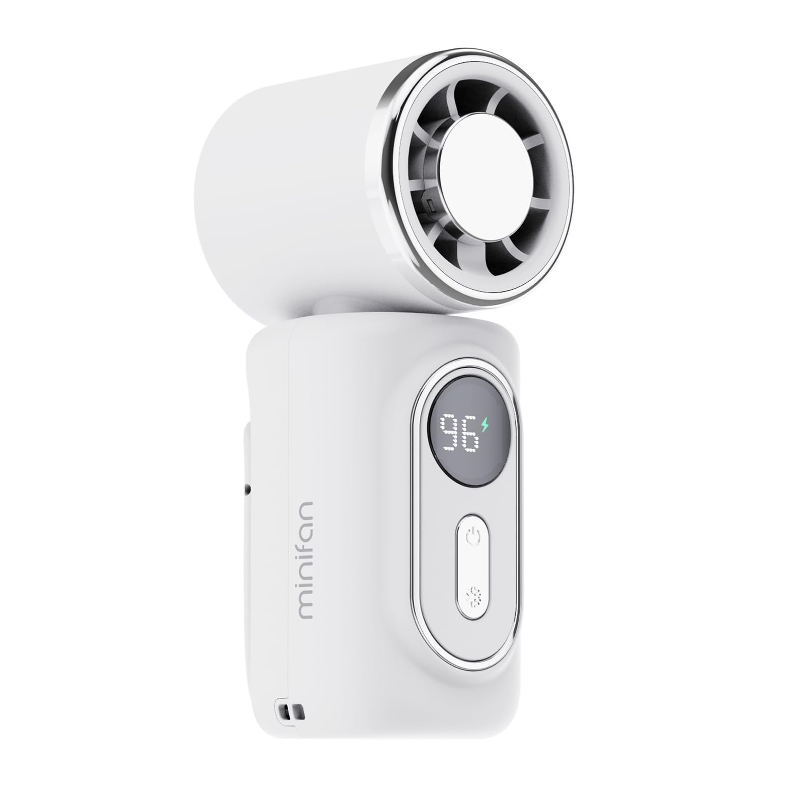 Portable Clip-On Fan, 13000 RPM Rechargeable Handheld Mini Fan with 5 Wind Speeds and LED Display, 180° Rotating Stroller Fan for Baby, Pocket Size Summer Cooling Essentials for Women,Outdoor (White)