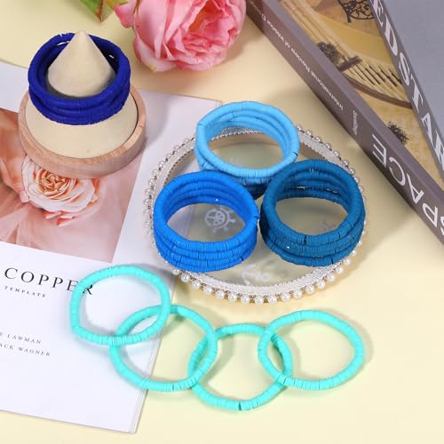 Ornaland 20 Pieces Hei Shi Surfer Bracelets Friendship Bracelets Clay Bead Bracelets Polymer Clay Stretch Bracelet Stackable Bracelet Set Women Summer Beach Jewelry for Women4