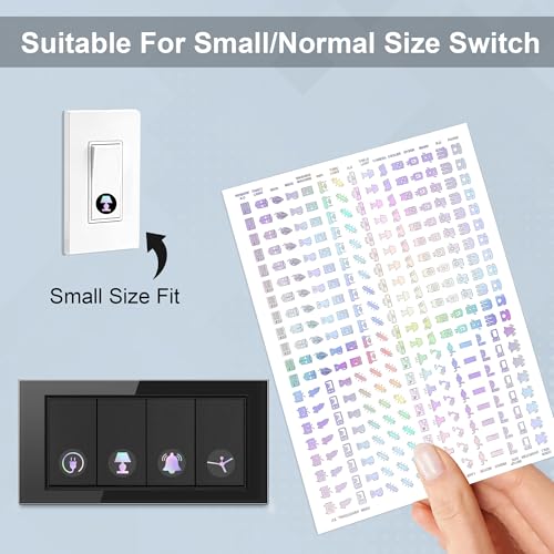 Image of GLUN 600 PCS Rainbow Switch Label Stickers 38 Multicolour Icons, Perfect for Identifying Electrical Switches in Home & Office