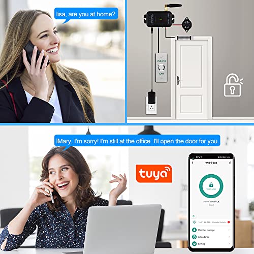 Qttyelok R01TUYA KIT WITH MAGNETIC LOCK Wireless Wifi Tuya Door Access Control System Kit Smart App 433Mhz Remote Control Unlock + 180Kg/350Lbs Electric Magnetic Lock + Exit Button + Power Plug thumb #1