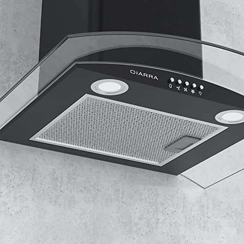 CIARRA-CBCB6506B-Campana-Extractora-Cristal-60cm-650-mh-Clase-A-3-Velocidades-Evacuacion-al-Exterior-y-Recirculacion-Interna-por-Filtro-de-Carbon-CBCF004-Negro