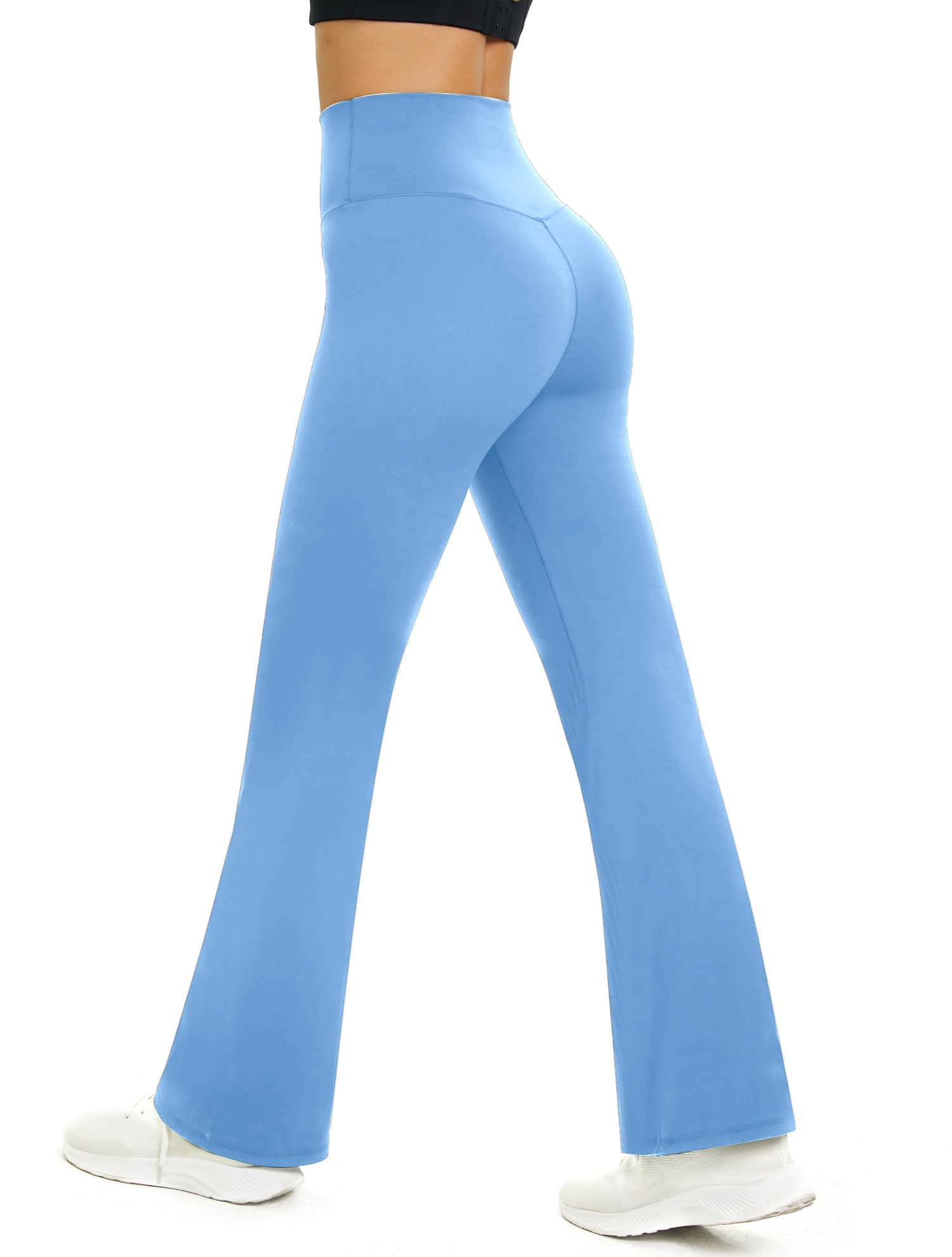Glacspyg Yogahose Damen Flared Sporthose Hohe Taille Schlaghose mit Bauchkontrolle Trainings Fitness Jogginghose