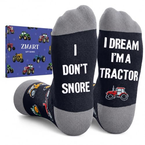 Zmart Tractor Gifts for Men - Tractor Socks Novelty Farmer Socks for Adults Vehicle Stocking Stuffers