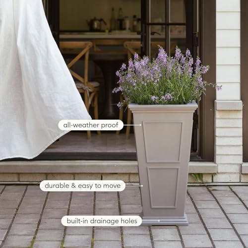 Image of Veradek Brixton Series Planter - Tall Outdoor Planter with Shelf