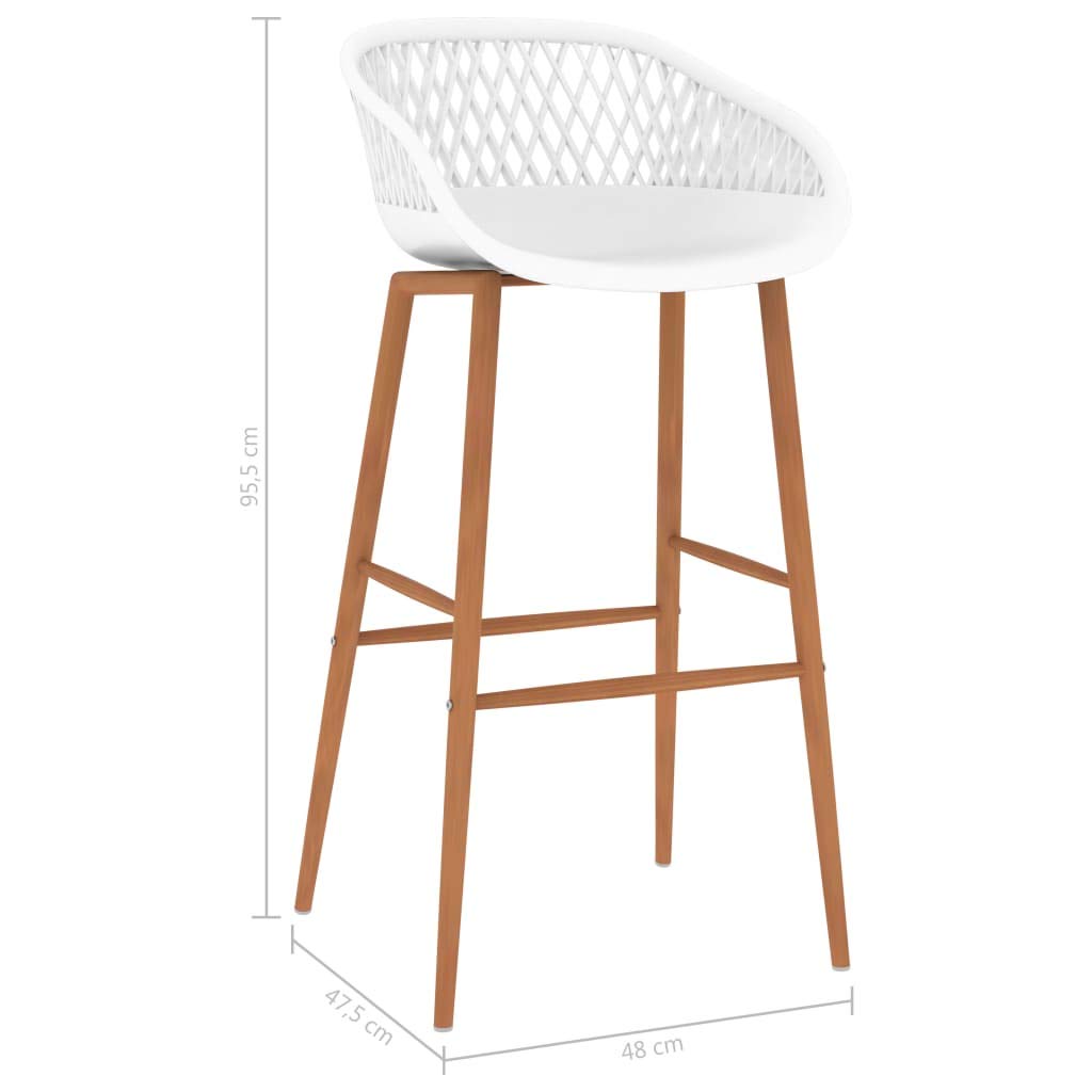 Taboret barowy, 4 szt., białe, z metalowymi nogami, o wyglądzie drewna, ergonomicznie ukształtowane siedzisko, niskie oparcie, wygląd siatki, stołek kuchenny do baru, lady, do jadalni