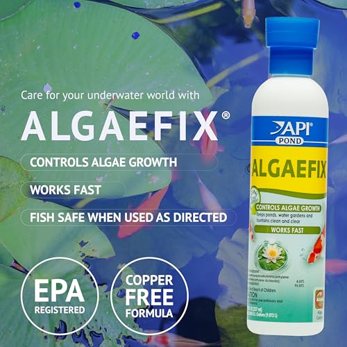 Image of API Pond ALGAEFIX Pond Algae Control-Copper Free-Clean, Clear Water-Up to 4800 Gallons-Safe for Fish & Plants-Water Gardens, Fountains-Natural Active Ingredient-EPA-Registered, 16-Ounce (Pack of 12)
