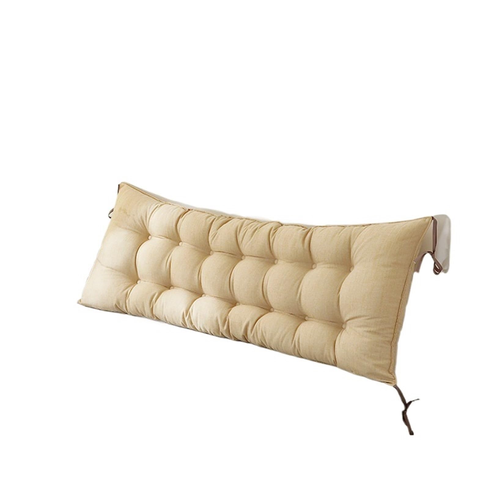 GSXLZ Headboard Pillow Rectangular Headboard Reading Body Pillow Chair Bedside Lumbar Chair reading pillow Wedge Backrest Pillow Household Decor(Waterproof beige,120x50cm)