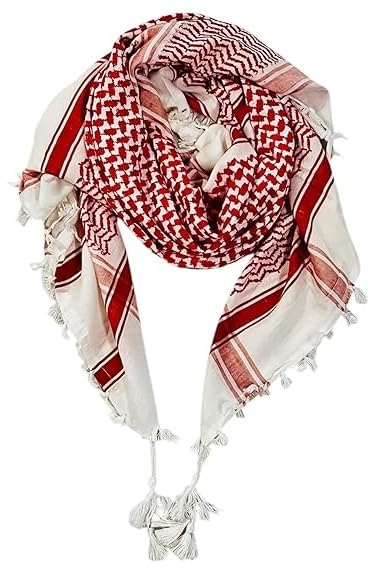 Classic white red arfat shemagh men cotton head scarf ghutra arabian arafat scarf army miltary scarf Large size 48 x 48 inch palestine scarf for men and women