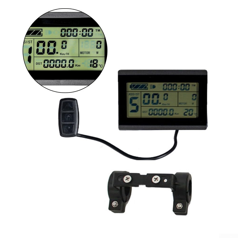 DAZZLEEX E-Bike Compteur de vitesse avec écran LCD polyvalent pour vélo électrique avec prise USB Compatible avec systèmes 24/36/48 V