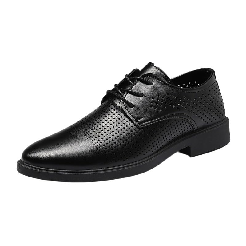 Mens Dress Oxford Lace-up Hollow Breathable Comfort Orthopedic Waterproof Leather Casual Business Non Slip Dress