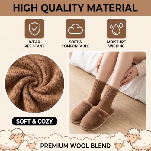 Image of Winter Women Socks 5 Pairs Vintage Wool Casual Thermal Crew Socks