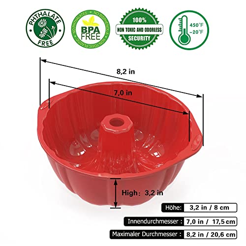 SILIVO 2 Pezzo Tortiera per Ciambella 17,5 cm