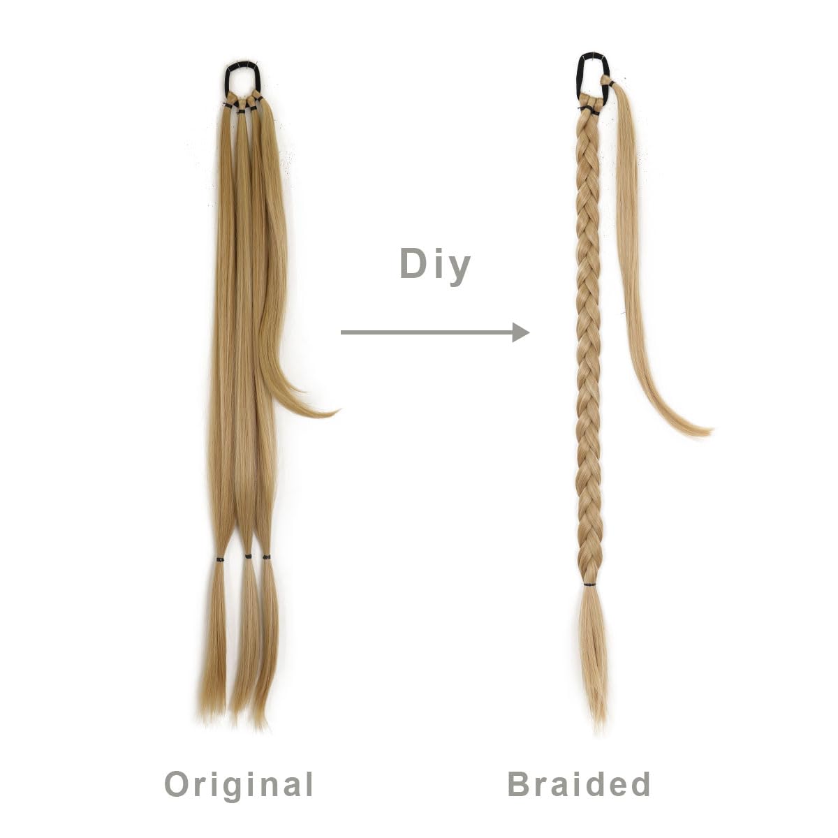 Prinfantasy 33" Long Braid Ponytail Hair Extension, Wrap Around Hair Piece With Scrunchie, Braiding Hairpiece - Image 3