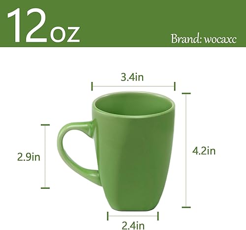Miniatura 2 de Juego de 6 tazas de café cuadradas de 12 onzas con asa, tazas de café de porcelana para café, té, cacao, leche, regalo de inauguración de la casa