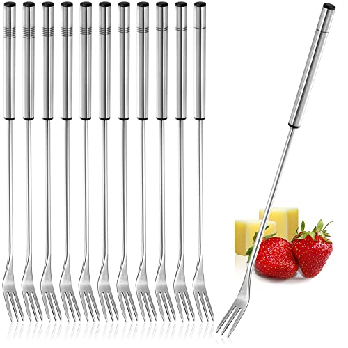 COM-FOUR® 12x Fondue Gabeln aus rostfreiem Edelstahl 26 cm - spülmaschinengeeignetes Fonduebesteck - Fonduespieße mit Edelstahlgriff (12 Stück - Edelstahlgriff)