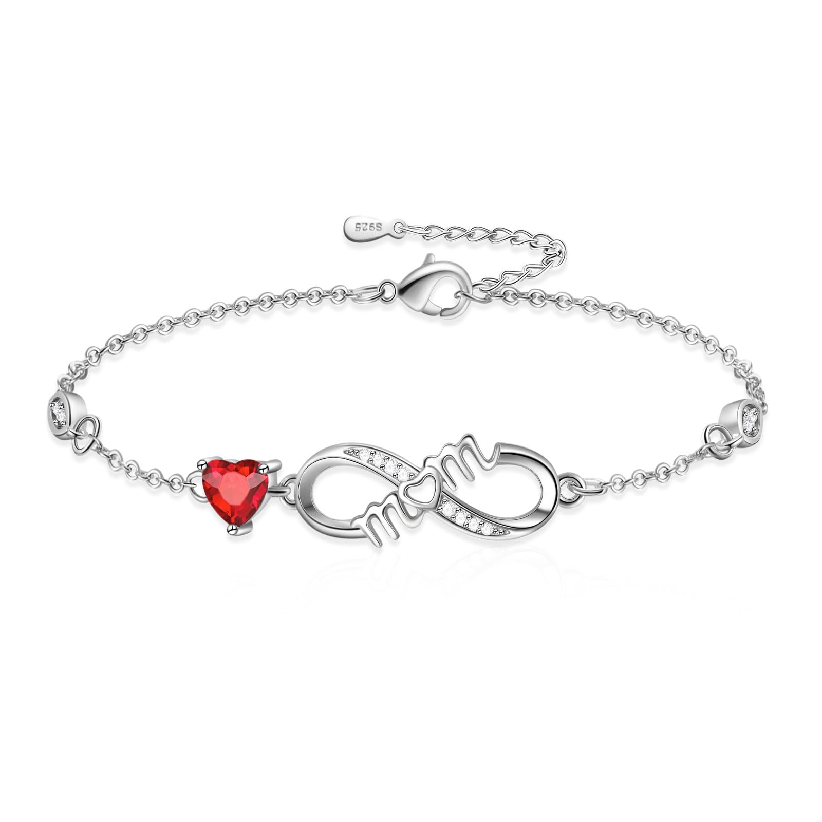 Tusuzik Bracciale Argento 925 Donna, Bracciale Infinito Donna Argento 925 con Cuore Zirconi Regolabile Bracciali Donna Gioielli Regalo per Mamma Amica Ragazza