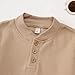 BOUTIKOME Waffle Sweatshirts for Toddler Baby Boys Buttons Fashion Shirts Kids Fall Pullover Long Sleeve Tops Clothes(Khaki,2-3T)