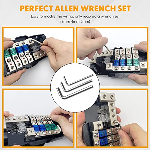 Erayco Camper Car Audio Distribution Fuse Block With Ground Mini Anl Fuse Box Distribution Block 0/4Ga 4 Way Fuses Holder 30A 60A 80Amp Red Led Indicator #TOP4