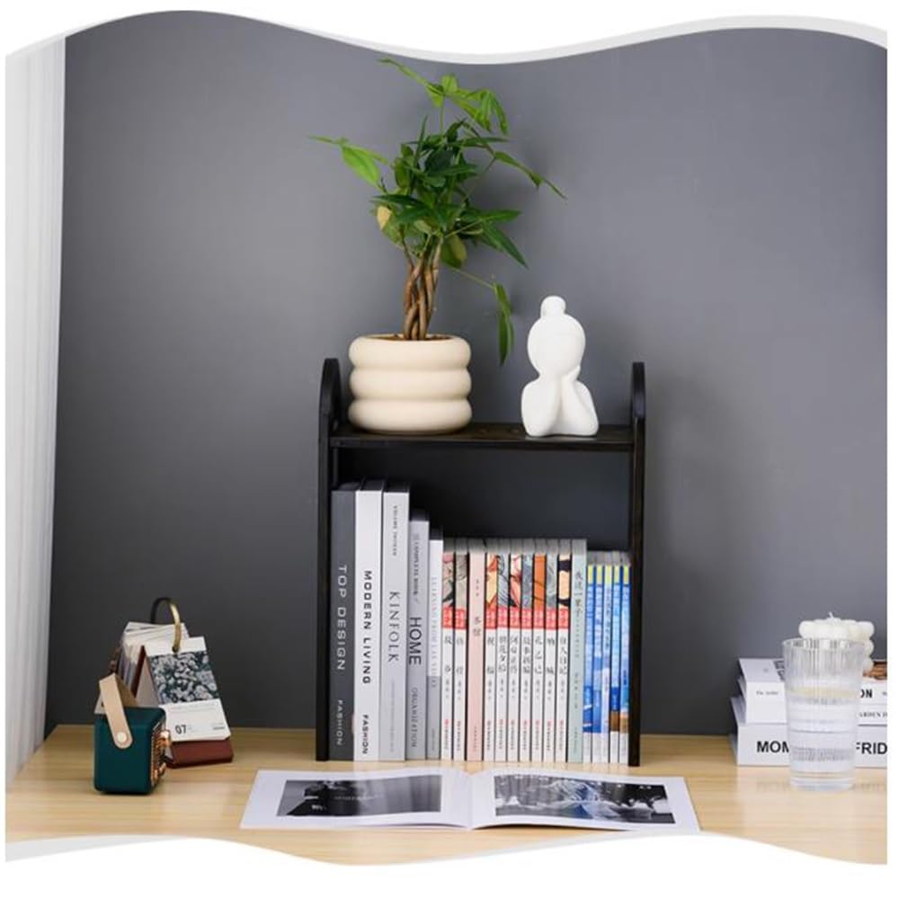 NILZA Desktop Organizer Scaffale da Scrivania in Bamboo, Organizer da Scrivania Piccola Libreria da Scrivania, Organizer Scrivania Vintage Ripiano DIY (Color : Walnut, Size : 32cmx19cmx38.5cm)