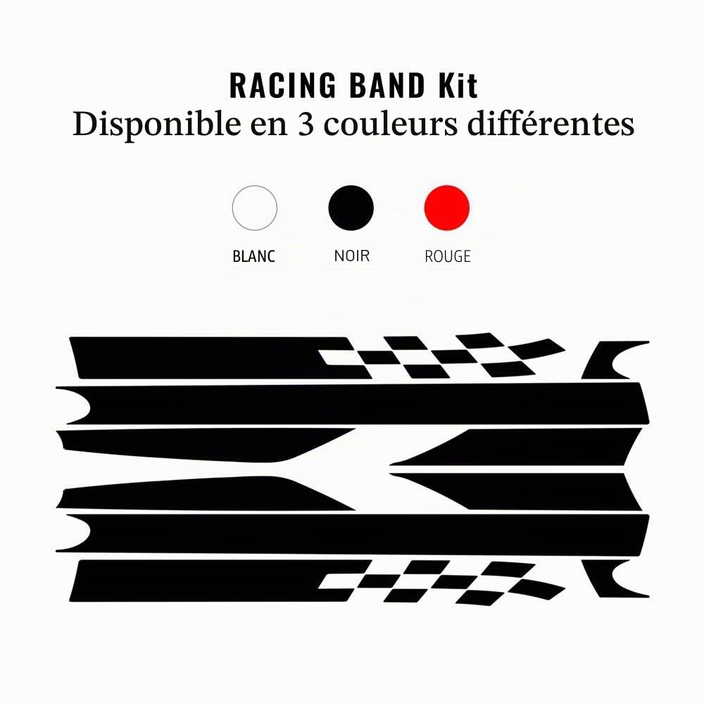 4R Quattroerre.it Kit compatible avec Fiat 500 bandes adhésives à carreaux rouges pour flancs