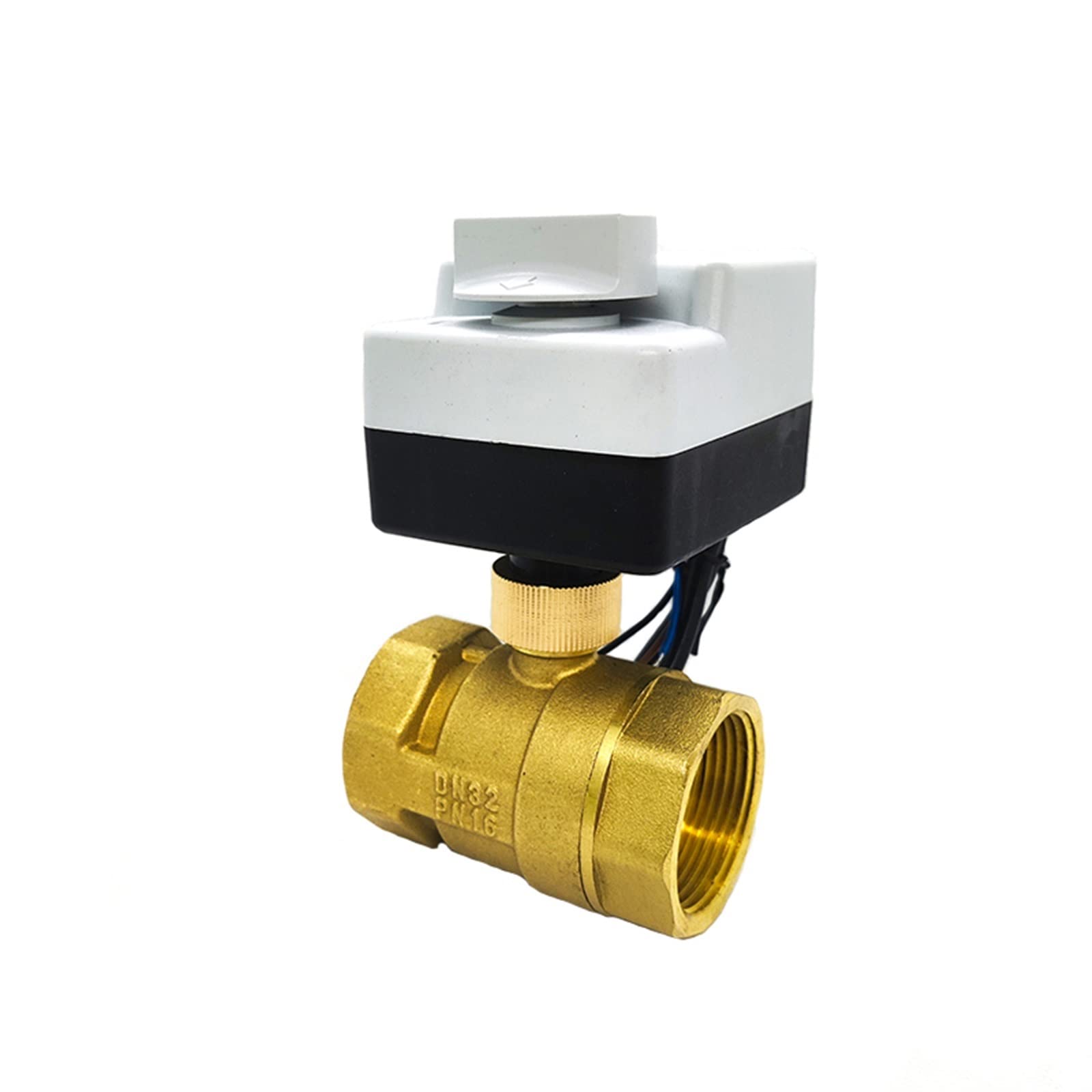 Válvula de bola motorizada de latón de 3 cables, actuador eléctrico de dos controles, 3 vías/2 vías con interruptor manual (tamaño: DN25, color: 220VAC_2 vías)