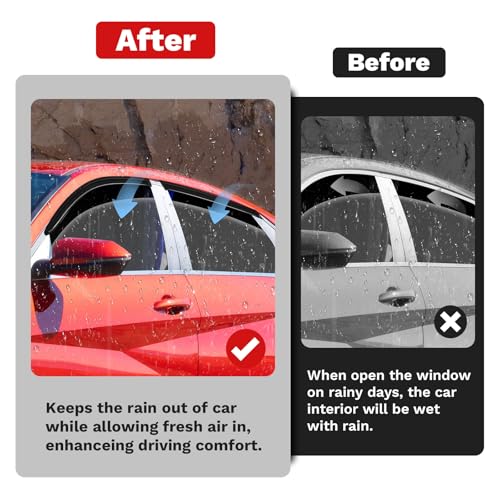 Image of Canvcle Elantra Rain Guards - Window Visors for 2021-2025 2026 Hyundai Elantra, Outside-Mount Tape-On Side Window Wind Deflectors for Elantra Accessories, Vent Visors Shades Rainproof Black 4PCS