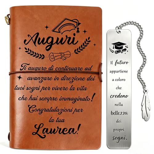 SAKNYUFO Regalo Laurea Donna Uomo - Set Quaderno Copertina Rigida