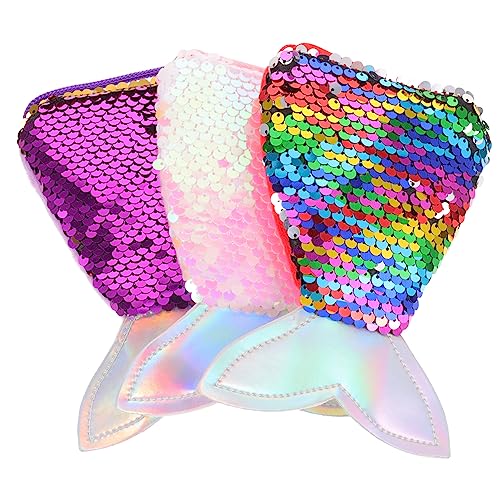 SAFIGLE 3pcs Sequin Mermaid Coin Purse Mini Crossbody Bags for Kids Glitter Wallets Strap Cute Girls Pouch for Change and Coins