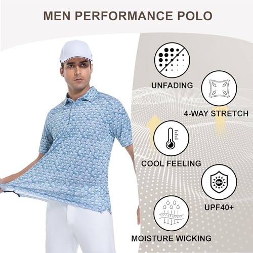 Image of Damipow Premium Golf Shirts for Men Dry Fit Performance Polo Short Sleeve Collared Shirt