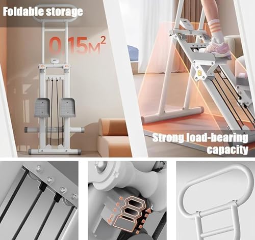 Vertical Climber Exercise Machine - Folding Stair Stepper for Full Body Cardio Workout at Home Gym - Compact Fitness Equipment for Weight Loss and Toning - White