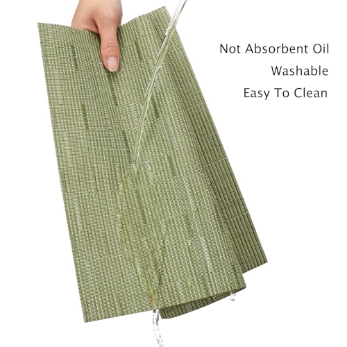 Myir JUN Table Mats Set of 6, Place Mats Table Placemats Washable Non-slip Heat Insulation Woven Vinyl for Kitchen Dinning Restaurant 17"X12" (Green) - Image 3