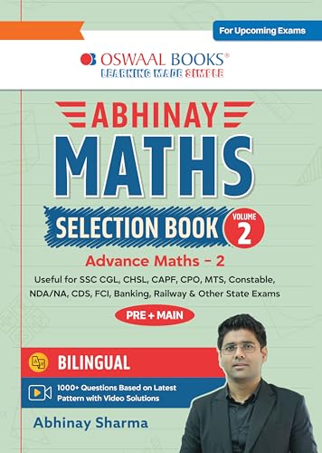 Image of Abhinay Maths Selection Book - Vol. 2 Bilingual for SSC CGL, CHSL, CAPF & All Govt Exams Concept Based Qs with Video Solutions | Algebra, ... & Distance (For Exam) [English Medium]