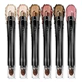 LUXAZA 6PCS Neutral Skin-tone Eyeshadow Stick Blush Pearl Pink Brown Makeup Set,Metallic And Matte...
