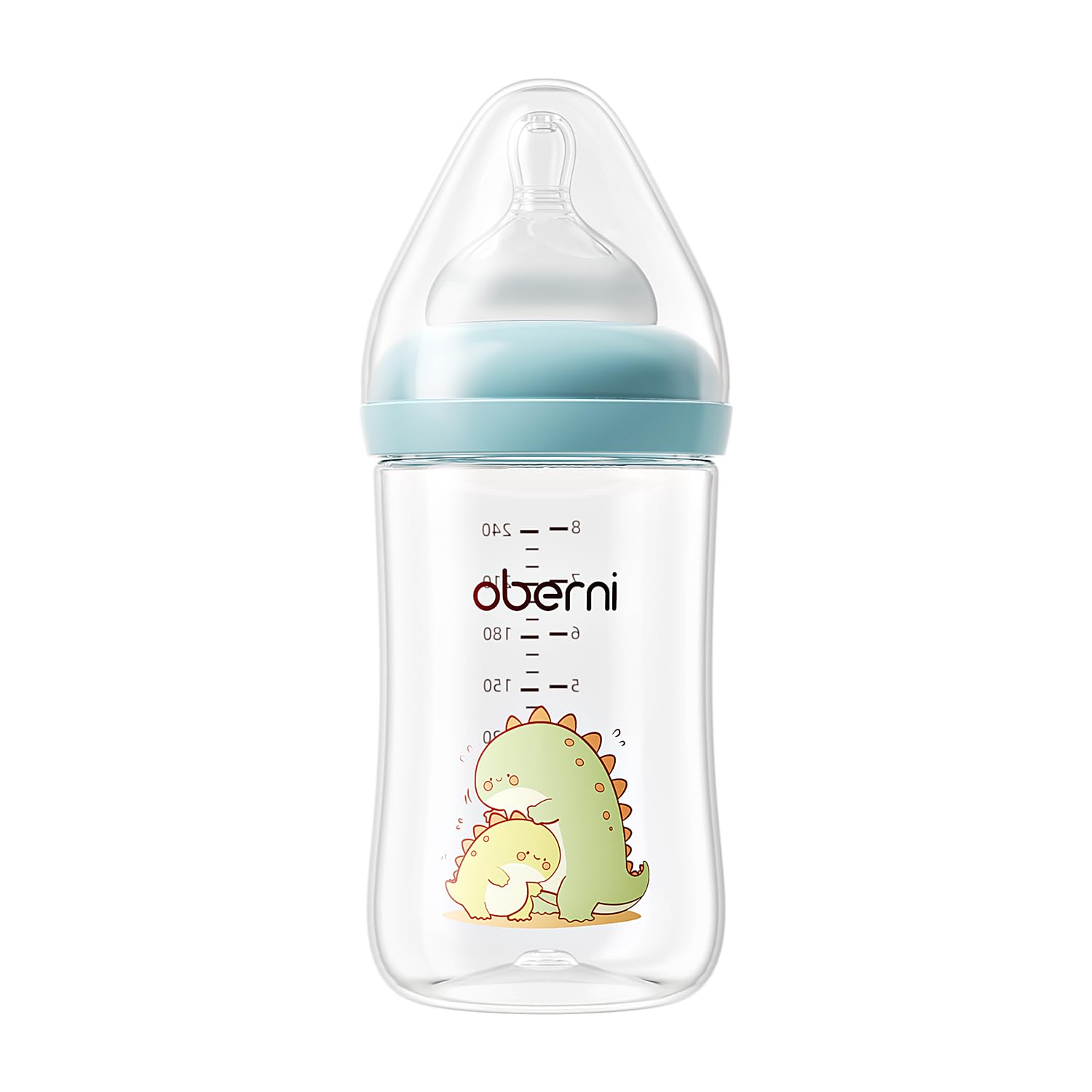 Oberni 240ml/8oz Babyflasche mit Größe 2 Mittel Fluss sauger, Anti-kolic Milchflasche für Neugeborene Baby ab 3 Monate +, Blau / 1 Stück