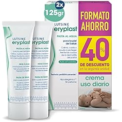 Pasta De Lassar Bebés Eryplast Pasta al Agua 2x125gr Pack Ahorro 2ªunidad 40%dto - Crema de Pañal para Bebé. Calma, Cuida y Protege la Piel contra Dermatitis de Pañal – Hipoalergénico, Sin Perfume y Testado Pediátricamente